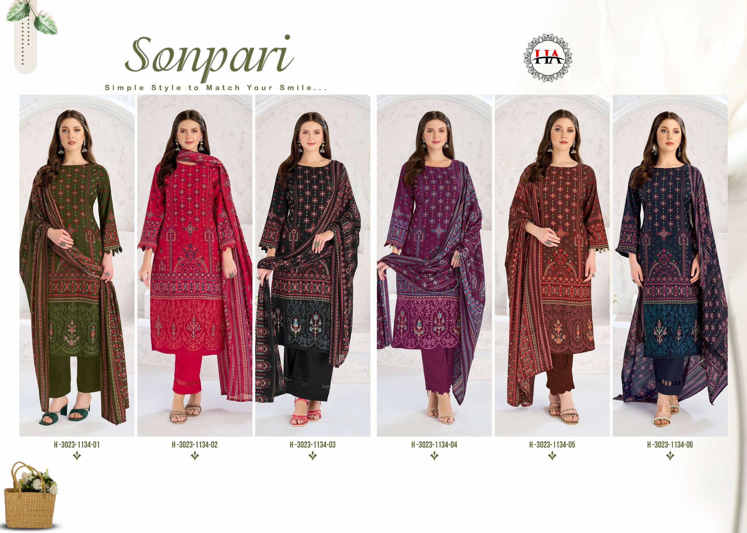 SONPARI By Harshit Fashion Hub 3023-1134-01 TO 3023-1134-06 Beautiful Festive Suits Stylish Colorful Fancy Casual Wear & Ethnic Wear Pure Viscose Dresses At Wholesale Price